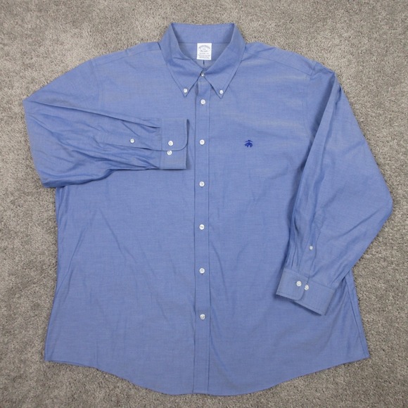 Brooks Brothers Shirt Mens 2XL Blue Solid Regent Oxford Sheep OCBD Button Up EUC - Picture 2 of 8